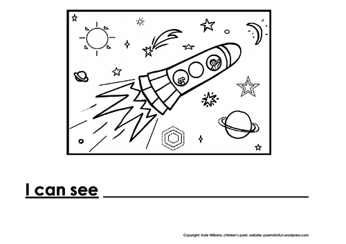 Rocket Writing + Colouring Sheet - 1 line