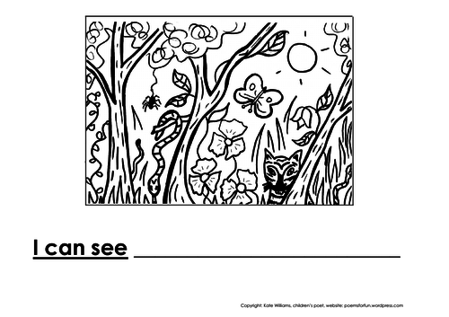 Jungle Writing + Colouring Sheet - 1 line