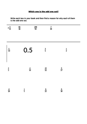 Fractions - Odd One Out