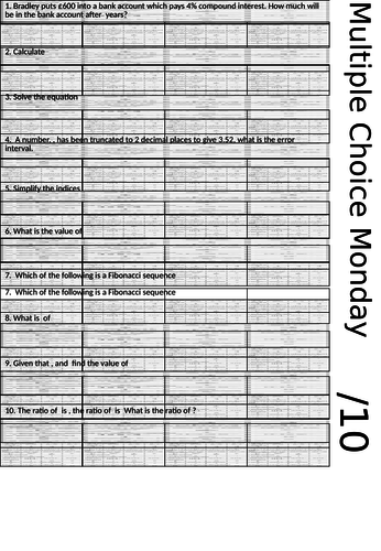 More multiple questions - GCSE higher