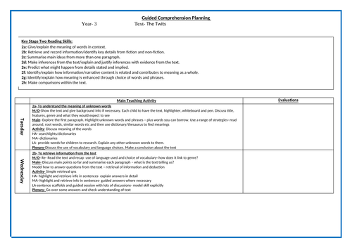 Year 3 - Comprehension - The Twits