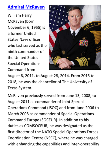 Admiral McRaven Handout