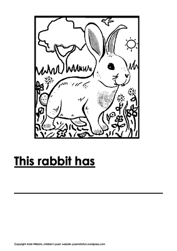 Rabbit Writing + Colouring Sheet - 1 line