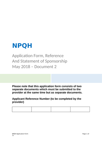 NPQH Application 2019-20