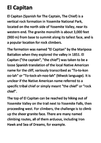 El Capitan Handout