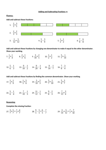 Differentiated Adding & Subtracting Fractions (Year 5)