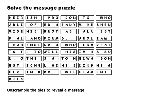 Solve the message puzzle about Edward the Confessor