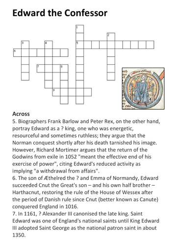 Edward the Confessor Crossword