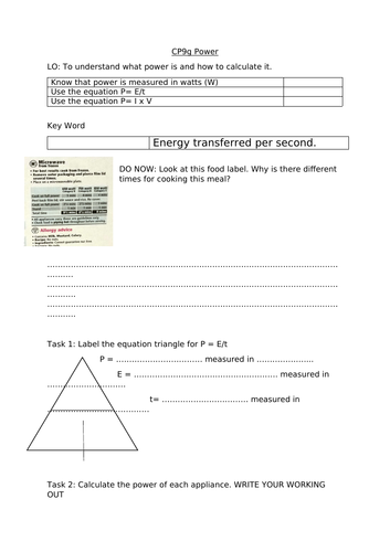 CP9g Power (EDEXCEL GCSE 2016)