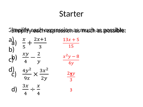 Algebraic Manipulation - Algebraic Fractions