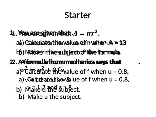 Changing the subject of a formula - advanced