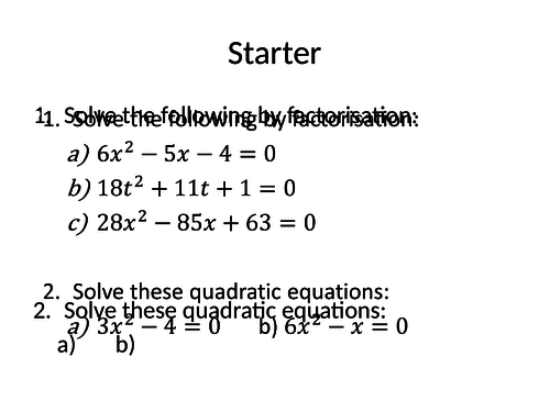 Solving Quadratic Equations - hard!