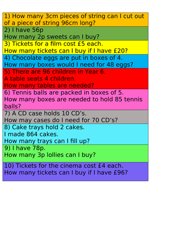 Year 3 - Maths - Division - Unit of Work