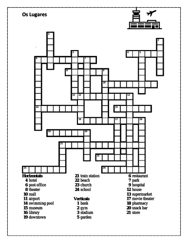 Lugares (Places in Portuguese) Crossword