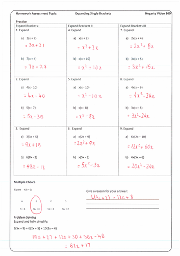 Expanding brackets worksheet pdf picture