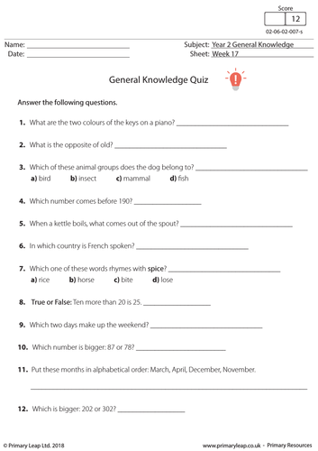KS2 General Knowledge Quiz