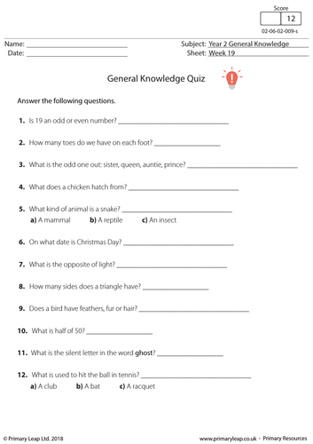 KS2 General Knowledge Quiz 3