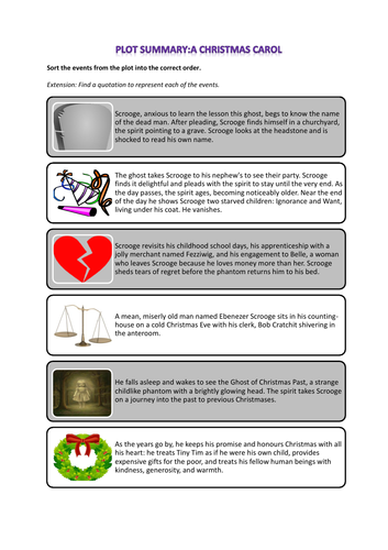 A christmas carol plot sort teaching resources