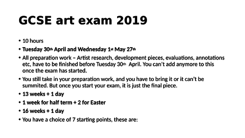 GCSE AQA Art and Design - Fine Art Exam 2019 Powerpoint