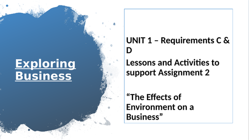 BTEC National Extended Certificate in Business - Assignment One Requirement C & D
