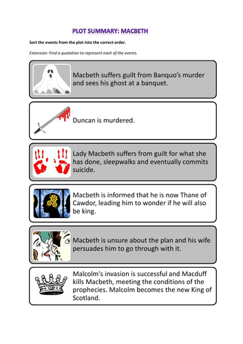 Macbeth plot sort | Teaching Resources