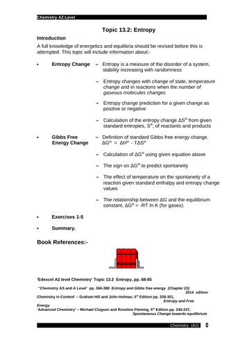 Edexcel chemistry Topic 13.2: Entropy