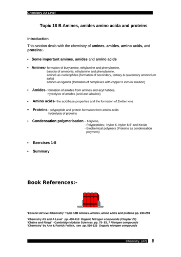 Topic 18 B: Amines, amides, amino acids and proteins