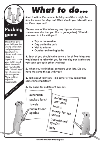 Homework ideas year 1 picture