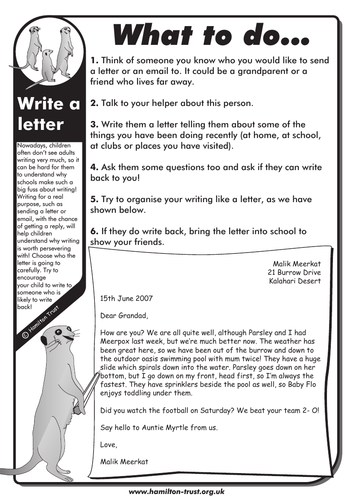 Write a letter - English Homework - KS1