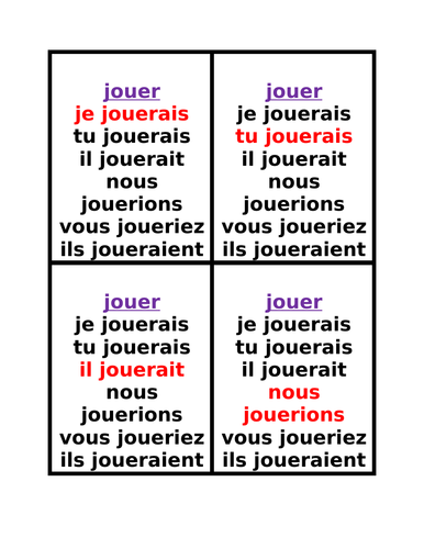 Conditionnel régulier (French Verbs) Conditional Jeu des Sept Familles