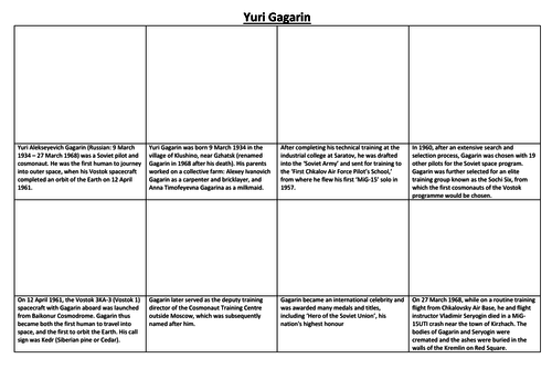 Yuri Gagarin Comic Strip and Storyboard