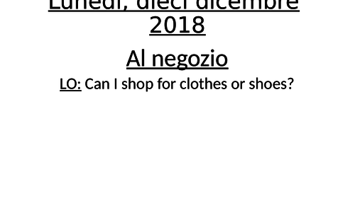 Shopping for clothes KS4 Italian