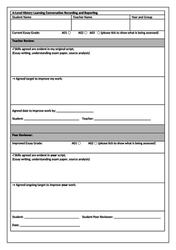 A-Level learning Conversation Template