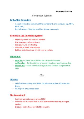 GCSE OCR Computer Science (9-1) Revision Notes