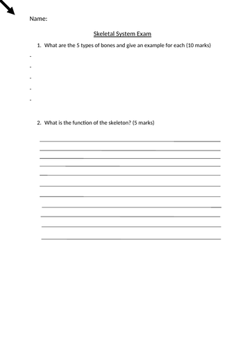 BTEC Sport Level 3 Skeletal System Exam