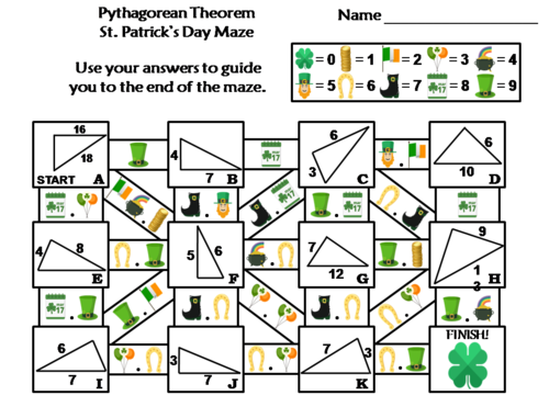 Pythagorean Theorem Activity: St. Patrick's Day Math Maze