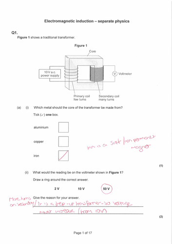 Gcse Physics Revision Electromagnetic Induction Teaching Resources 