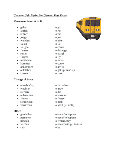 Sein Verbs in German **FREEBIE**