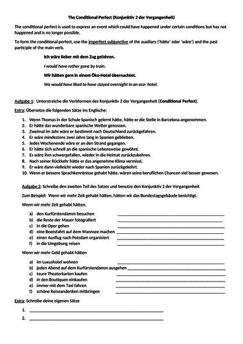 German conditional perfect for GSCE and A level