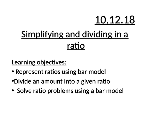 Simplifying and dividing into ratio