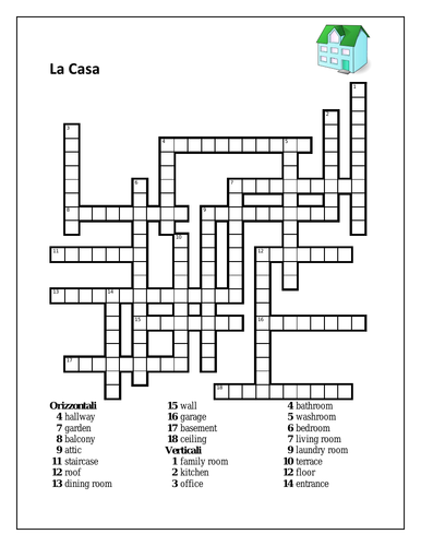 Casa (House in Italian) Crossword Teaching Resources