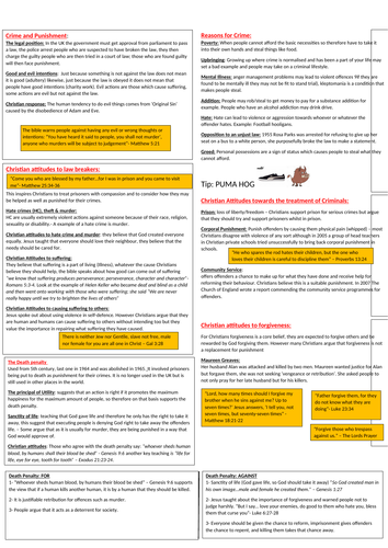 AQA Themes: Crime and Punishment A3 revision sheet.