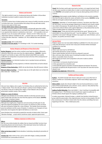 AQA Themes: Peace and Conflict A3 revision