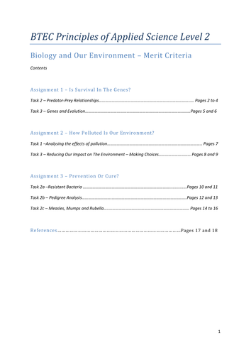 Homework Booklets for BTEC Applied Science Level 2
