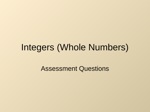 Numbers Assessment