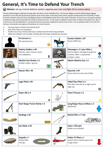 WW1 Trench Weapons + Game