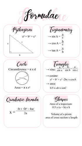 Maths formulas