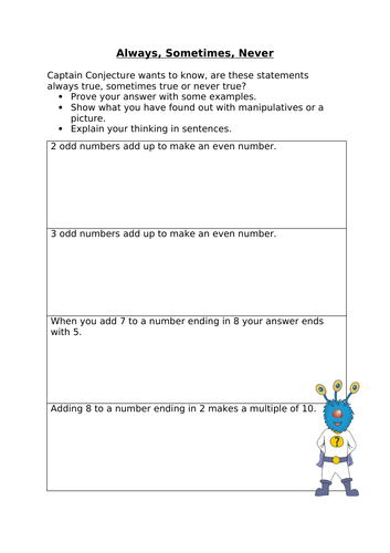 Always, Sometimes, Never - Addition Y3