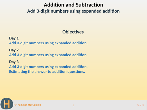 Add 3-digit numbers using expanded addition - Teaching Presentation - Year 3