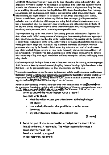 9-1 GCSE AQA Language Paper 1 Bleak House by Charles Dickens